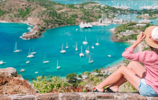 Woman overlooking English Harbour